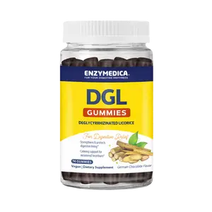 Enzymedica DGL Supplement for Men & Women - DGL Deglycyrrhizinated Licorice Gummies for Digestive Support & Gut Health, Soothes Stomach & Occasional Heartburn, Gluten Free, Vegan, Chocolate