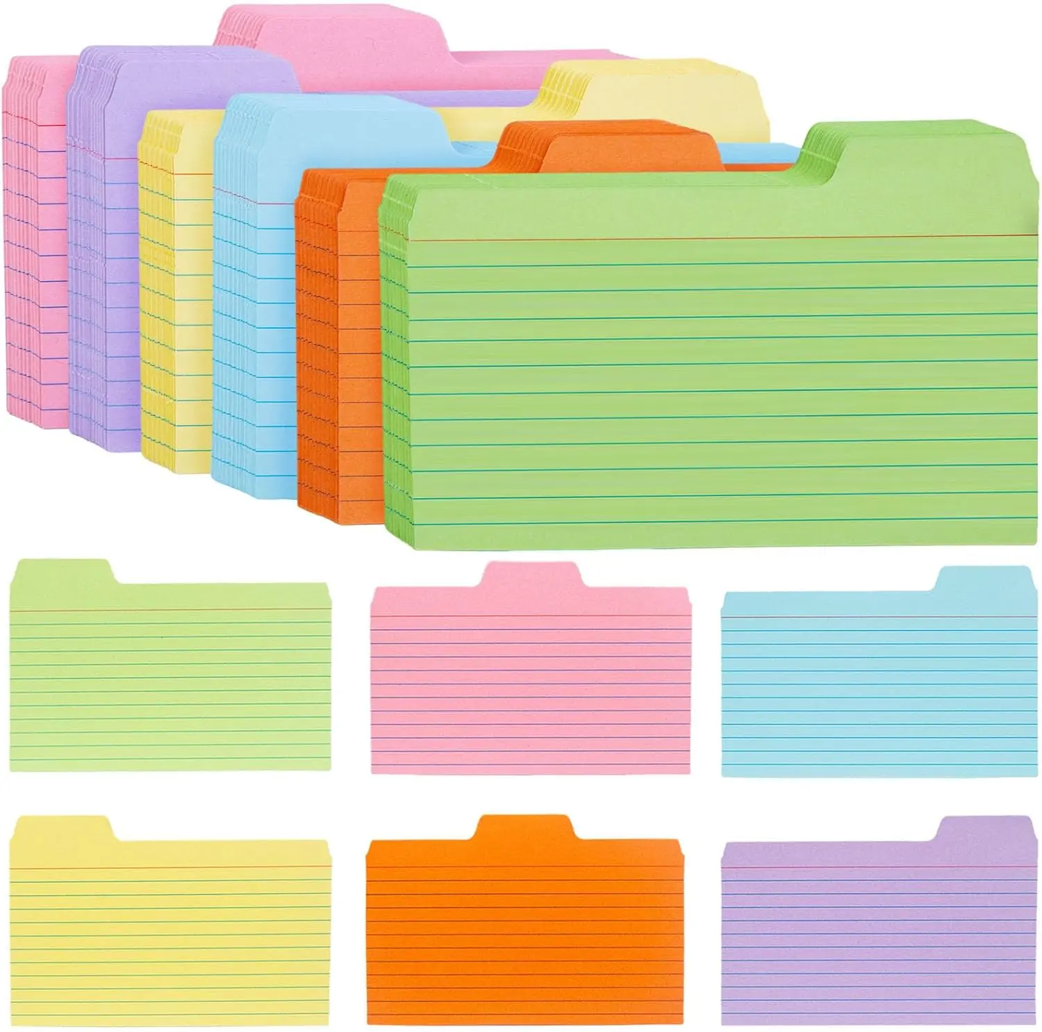 Index Cards 3x5, 252PCS Colored Flash Card Dividers with Tabs, Dividers Notecards Memo Scratch Pad