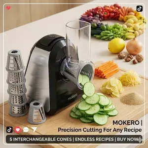 Pro 5 in 1 Electric Cheese Grater & Automatic Shredder for block cheese, nuts & veggies. This Salad Shooter & Vegetable Chopper is easy to clean, BPA-free & perfect for potato, cucumber or carrots. Fast kitchen food prep made easy!
