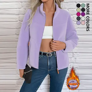 Women's Autumn Winter Fleece Jacket - Thick Full-Zip Stand Collar Coat, Full Zipper Closure, Machine Washable, Can Be Used as Softshell Jacket Lining Suitable for Cold Weather, Casual Wear during Autumn and Winter, Stylish Men's Jacket, Loose Fit, Warm Li
