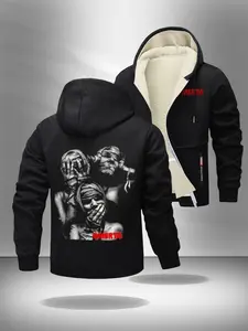 “Omerta Mafia Code Dark Aesthetic Fleece-Lined Zip-Up Hoodie – Black Double-Sided Gang Theme Graphic Hoodie, Warm Sherpa Lined Top, Perfect Gift for Dark Aesthetic Enthusiasts & Mafia Theme Fans”