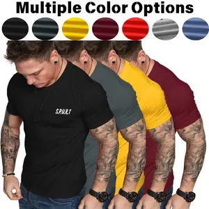 SPURT Men’s Athletic T-shirt with American Crew Neck Slim Fit High Stretch Breathable Fabric for Fitness Training TikTok Muscle Style Basic Top - Menswear - Stylish, Workout