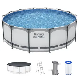 Bestway Steel Pro MAX 14'x48" Round Above Ground Swimming Pool with Pump & Cover Bestway Steel Pro MAX 14'x48" Round Above Ground Swimming Pool with Pump & Cover