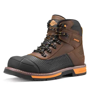 NINGO Steel Toe Work Boots for Men, ASTM F2413-24 Certified, Non-Slip, Water & Oil Resistant, EH Protection, Comfortable EVA Midsole, Industrial, Welding, Warehouse Use - Closed, Boy