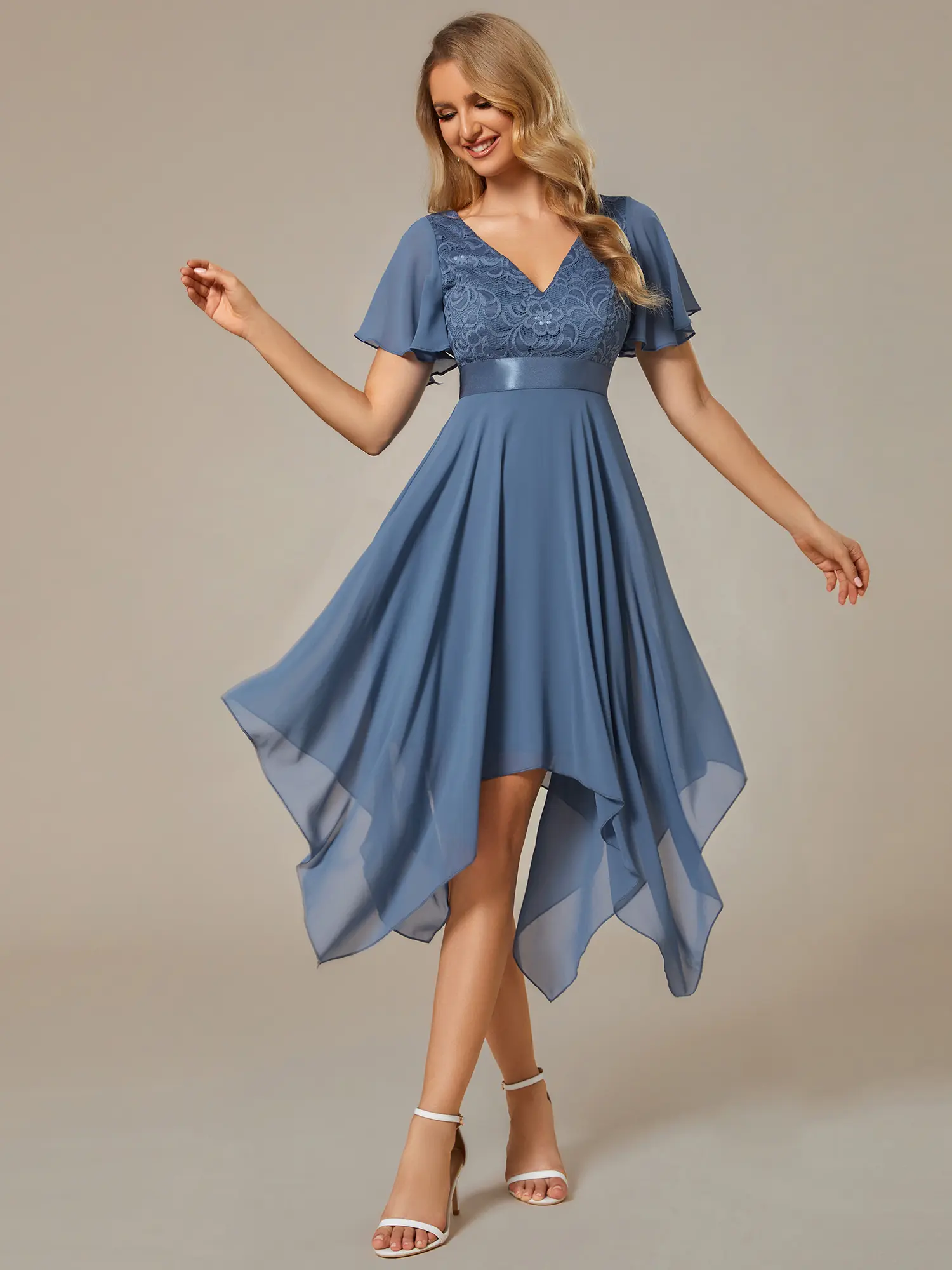 Ever-Pretty Asymmetrical Hem Empire Waist Short Sleeves Knee-Length Bridesmaid Dress 02040 - TikTok Shop Ever-Pretty Asymmetrical Hem Empire Waist Short Sleeves Knee-Length Bridesmaid Dress 02040 - TikTok Shop