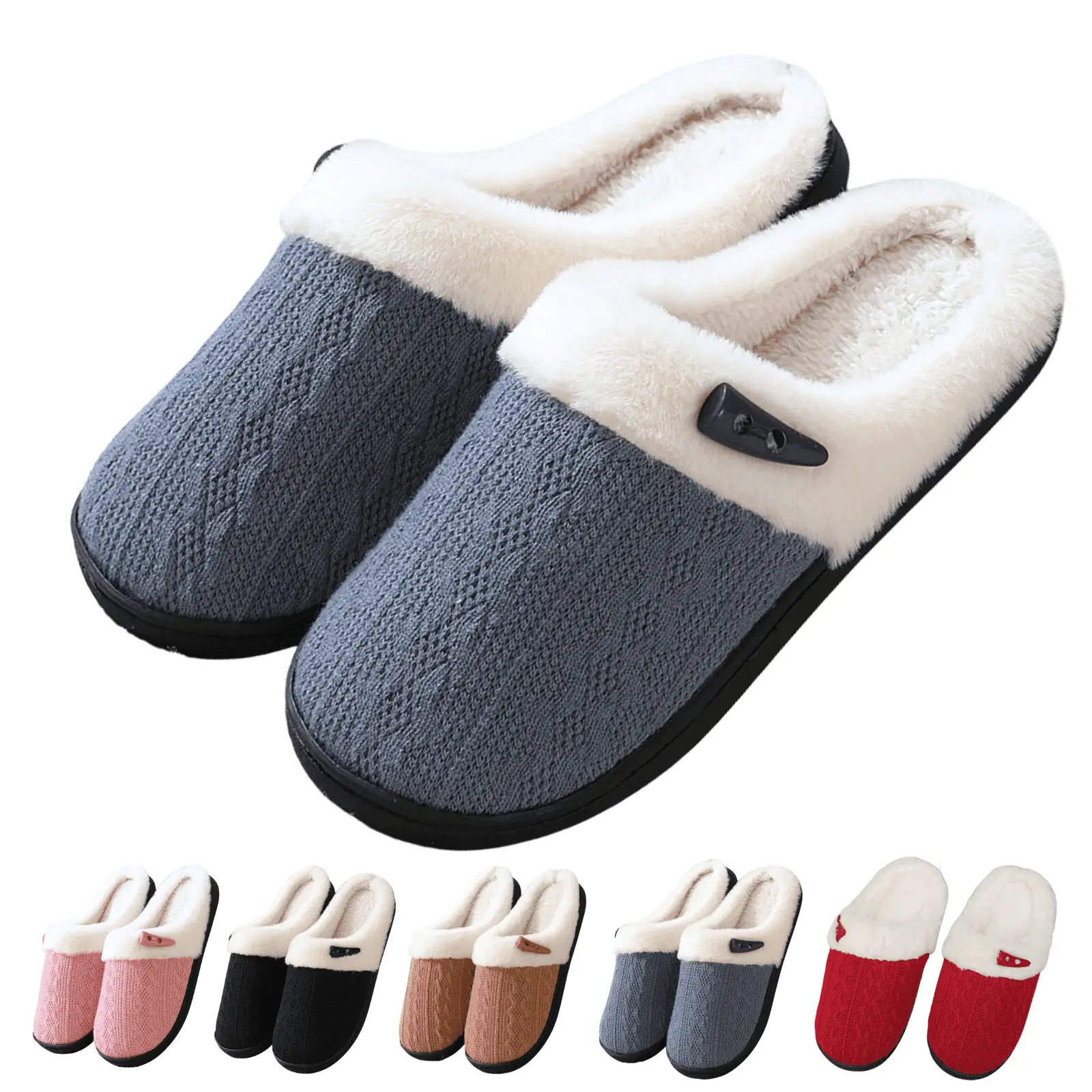 Men's Women's Slip-on Warm House Slippers With Horn Buckle Decoration Comfy Plush Lining Fall Winter Indoor Shoes Cartoon Ghost Spooky Slippers for H