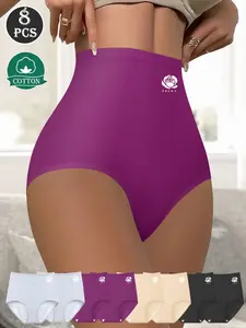 QUASTI 8PCS High-Waisted Ultra-Elasticity Briefs, Breathable Fit Tummy Control & Hip Lifting, Comfortable Lightweight Fabric Seamless Womenswear Underwear Set, Mixed Colors Panties , S-XXL - TikTokShopBlackFriday