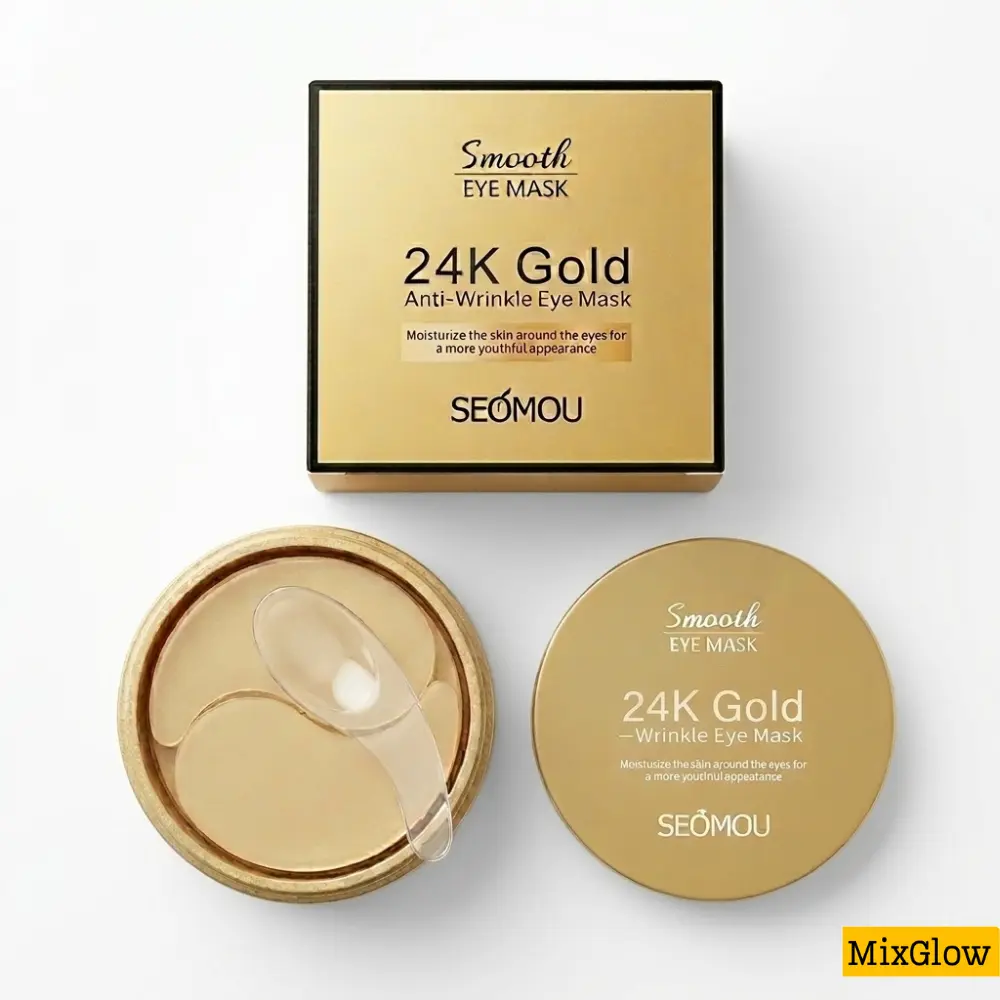 60 Pcs 24K Gold Under Eye Patches for All Skin Types, Anti-Wrinkle Dark Circles Treatment Mask