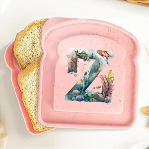 Toast Shaped Letter Pattern Lunch Box, 1 Count Portable Bento Box with Lid, Leakproof Breakfast Organizer Case, Bread Sandwich Container