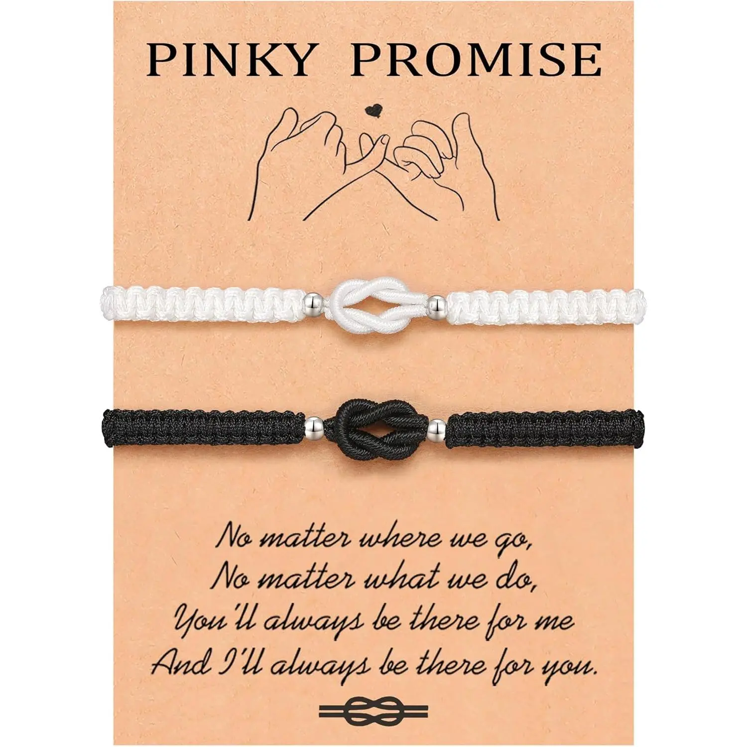 Pinky Promise Knot Couples Bracelets Anniversary Christmas Valentines I Love You Gifts for Boyfriend Girlfriend Women Men