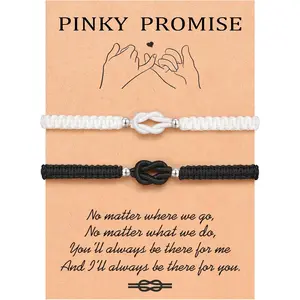 Pinky Promise Knot Couples Bracelets Anniversary Christmas Valentines I Love You Gifts for Boyfriend Girlfriend Women Men