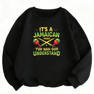Long Sleeve Women's Sweatshirt with 'It'S A Jamaican Thing' Logo and Colorful Reggae Art