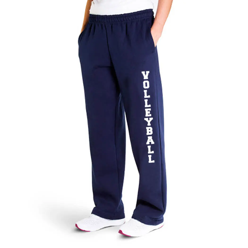 Volleyball Fleece Sweatpants, Workout Bottoms with Drawstring Waist, Soft Relaxed Athleisure Style Pants, Relaxed Sweatpants, Soft Sweatpants
