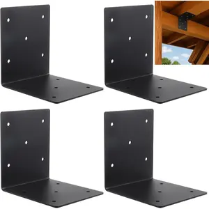 4 Pcs Heavy Duty Steel Corner Bracket, 6"x6"x5" L Right Angle Bracket, 90 Degree L Shape Brackets Post Connector for 4x4 and 6x6 Post, Wood Shelves, Furnitur