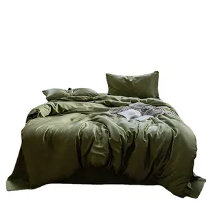 60 Count Lenzing Tencel Four Piece Set Class A Summer Solid Color Bed Sheet Duvet Cover Nantong Bedding Three Piece Duvet Cover Set