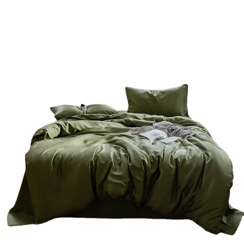 60 Count Lenzing Tencel Four Piece Set Class A Summer Solid Color Bed Sheet Duvet Cover Nantong Bedding Three Piece Duvet Cover Set