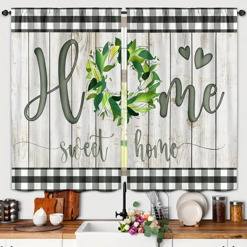 Farmhouse Spring Kitchen Curtains Country Rustic Kitchen Window Curtains Over Sink Flower Leaves Small Short Cafe Curtains Bathroom Window Treatment Tier Curtains 2 Panels Foldable Room Colorful Divider