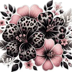 5D Diamond Painting Kit with Diamond Pattern Design Suitable for Mother's Day/Father's Day Gifts - DIY Kits Leopard-Print Hibiscus with Glitter Round Rhinestone Frameless Wall Art, Handmade DIY Craft for Home & Office Decor, Vibrant Hibiscus Flower
