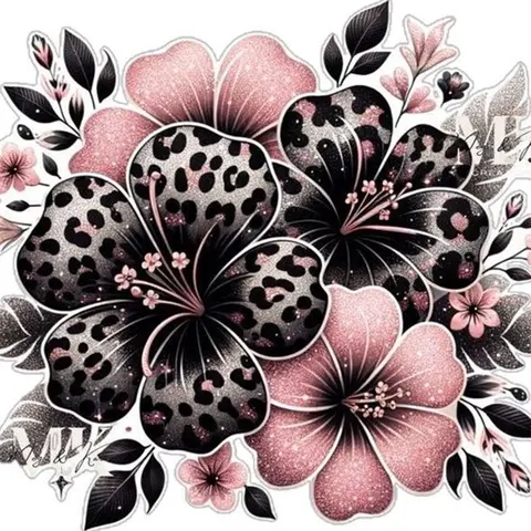 5D Diamond Painting Kit with Diamond Design Suitable for Mother's Day/Father's Day Gifts - DIY Kits Leopard-Print Hibiscus with Glitter Round Rhinestone Frameless Wall Art, Handmade DIY Craft for Home & Office Decor, Diy Diamond Arts