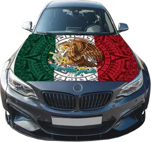 Mexico Flag Car Hood Cover Stretch Polyester Protector 4X5 Ft Automotive Hood Covers for Saloon SUV Pickup