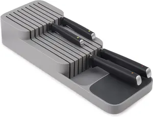 Knife Organizer, holds up to 9 knives, Kitchen Organization & Drawer Storage – Compact, Grey Kitchen Knives Plastic