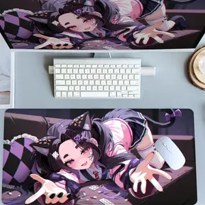 Cat Girl Gothic Anime Desk Mat Gaming Mouse Pad XXL Extended Mouse Pad for Laptop Large Mouse Pad for Desk with Non-Slip Rubber Base Stitched Edges Surface for PC Gamers, Anime Fans, Office Workers & Home Use, Gaming Desk Accessory