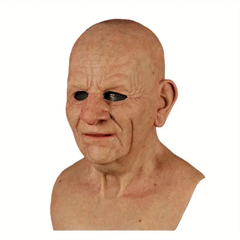 High Quality Creepy Old Man Latex Mask - Realistic Wrinkle Details, White Beard, and Bareheaded Design for Spooky Halloween Masquerade and Role Play - High-Quality Headgear for Adults Accessories(Raincoats) High Quality Creepy Old Man Latex Mask - Realistic Wrinkle Details, White Beard, and Bareheaded Design for Spooky Halloween Masquerade and Role Play - High-Quality Headgear for Adults Accessories(Raincoats)