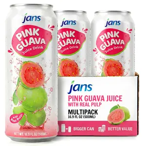 Jans Pink Guava Juice Drink with Real Pulp 16.9 oz (Pack of 12)