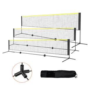 [Fahuac] Badminton Net 17ft Wide, Height Adjustable Portable Volleyball Net for Backyard, Foldable Pickleball Tennis Net Set with Poles Stand and Carry Bag, Easy Setup for Kids Indoor Outdoor Game outdoorfun