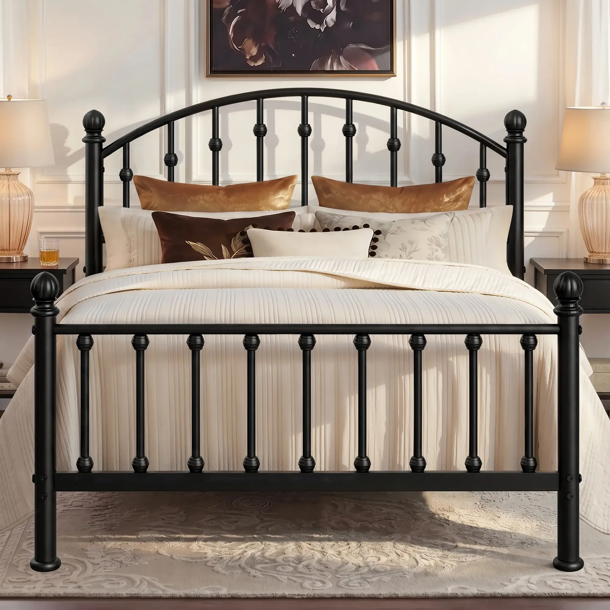 PHIVILLA Wood/Metal Bed Frame with Headboard , Easy Assembly, Stable & Stylish for Modern Bedrooms, Home Docor PHIVILLA Wood/Metal Bed Frame with Headboard , Easy Assembly, Stable & Stylish for Modern Bedrooms, Home Docor
