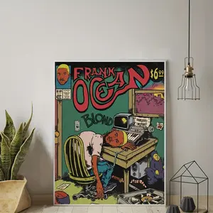 1pc Comic Style Blonde Album Music Canvas Poster - Unframed Wall Art for Home, Office, Living Room, Cafe, Bar - Perfect Gift for Music Lovers and Dorm Decor rimless