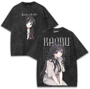 Kaoru Waguri "Cold Eyes, Sharp Mind" Tee | Hana Wa Rin to Saku Manga Oversized Washed Vintage Shirt – Double-Sided Graphic & 230gsm Heavy Cotton Shoujo Streetwear.