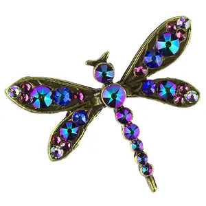 Anne Koplik Crystal Dark Multi-Colo r Dragonfly Pin