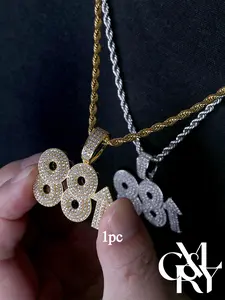 CYL&RY Iced Out "100" & "88" Number Pendant Necklace with 5A+ CZ Stones, Durable Rope Chain, Hypoallergenic Tarnish-Resistant, Perfect for Hip Hop Artists, Music Festivals, Streetwear Fits, Club Nights Daily Wear