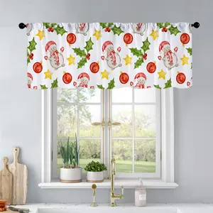 1pc Christmas and New Year printed kitchen curtains Watercolor Christmas snowman, red orname curtains valance window treatment living room bedroom home decor 54 x 18 inch