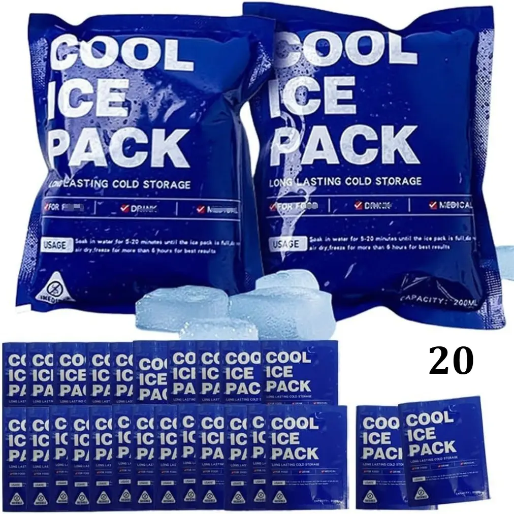 Reusable Dry Ice Packs 20 Pack 200ML for Shipping & Storage, Ideal for Cold Chain Solutions, Durable Insulation Material