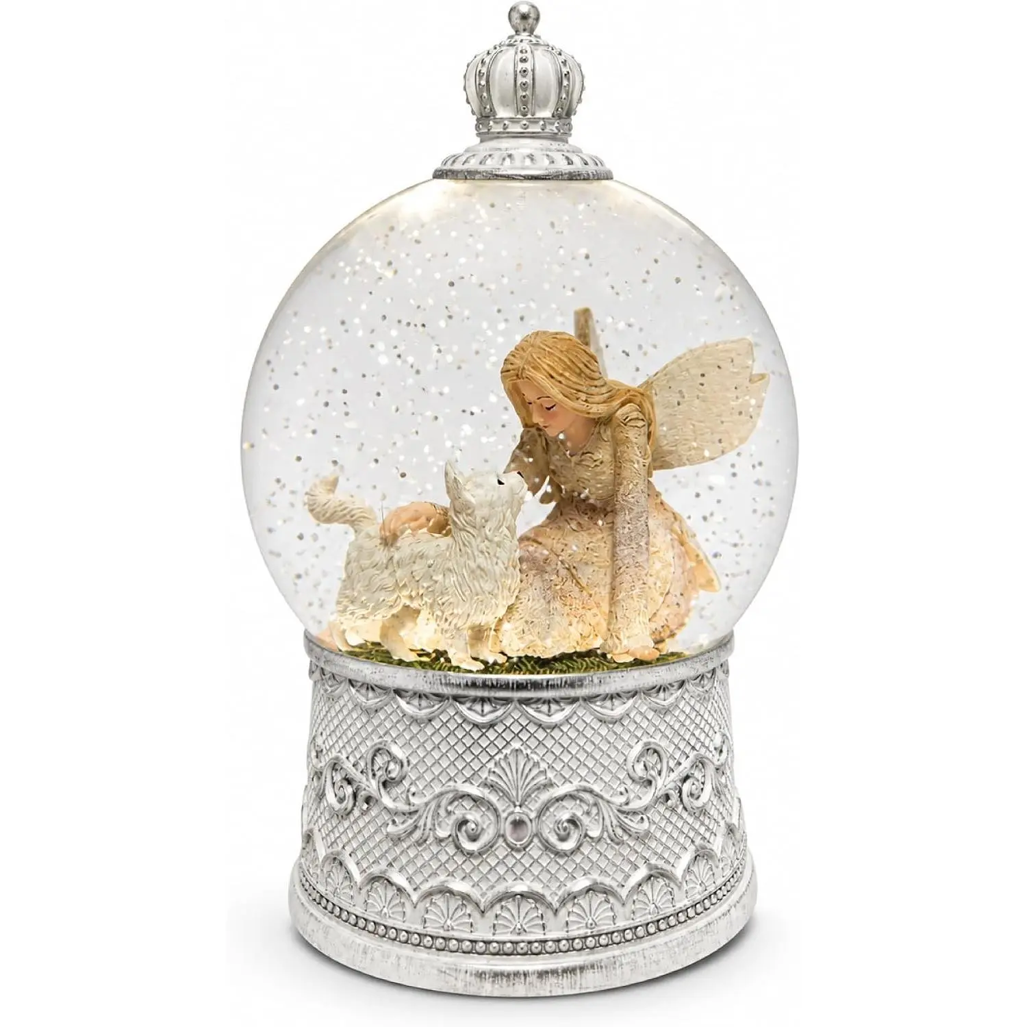 Cat Memorial Sympathy Gift Snow Globe with Auto Swirling Glitter 6H Timer Battery or USB Powered Cat Remembrance Gift for Home Decor