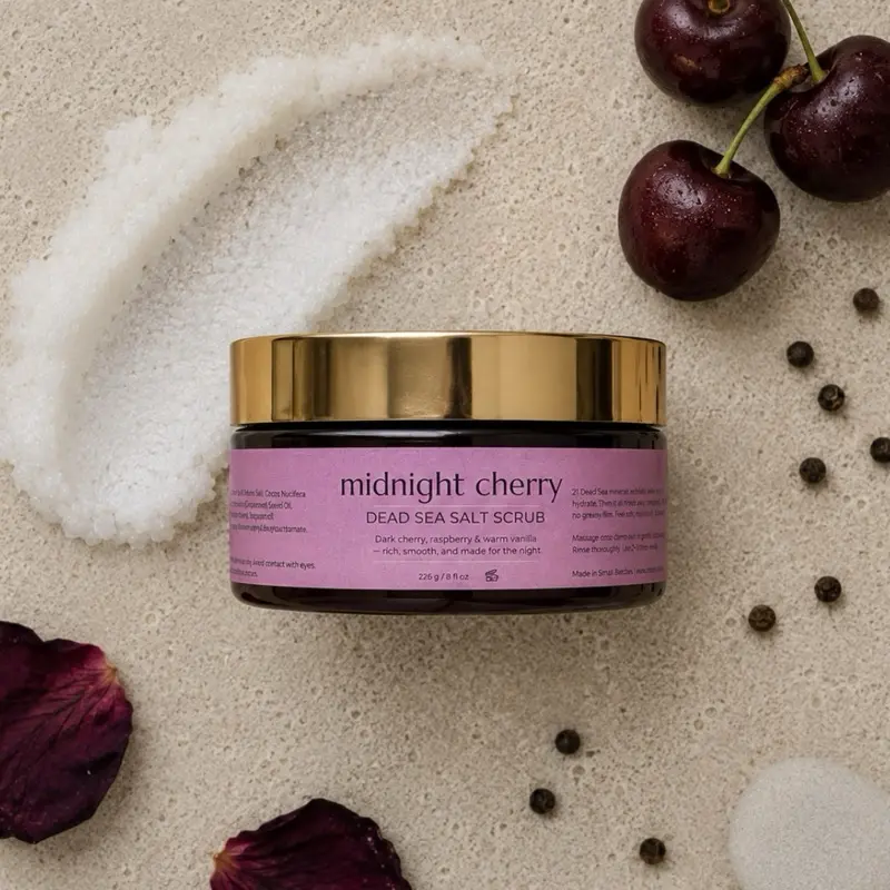 Midnight Cherry Dead Sea Salt Body Scrub — Dark Cherry & Raspberry