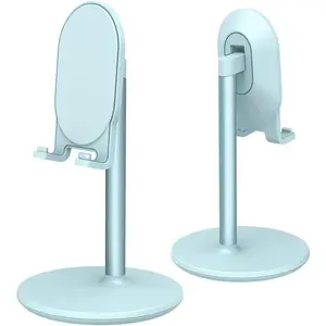 L-CPS004   Phone Stand for Desk, Adjustable Cell Phone Holder for Desk, Compatible with 4"-12.9" Phones/Tablet/iPhone/iPad/Switch (Blue) Aluminium Silicone
