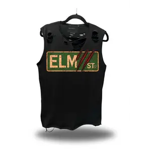 TheDriveClothing Elm St Slashed Shoulders Road Rash Tank Top – Y2K Streetwear Graphic Tank, Horror Grunge Biker Fashion, TikTok Viral Goth Alt Aesthetic Summer Outfit