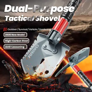 ARIVO Portable Folding Survival Shovel, Small Shovel for Camping, Snow & Car Emergency, Compact Multi-Purpose Tool with Pick