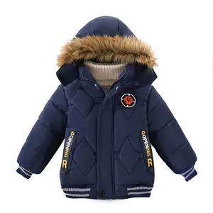 Kids Boys Winter Thicken Hooded Jacket Warm Quilted Coat Toddler Casual Puffer Jacket Fall Winter 2-5 Years