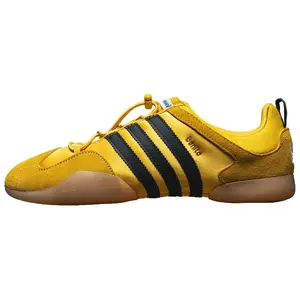 Adidas Ballerina 'Bold Gold' x Bad Bunny Men's Sneakers Bold Gold Upper White Midsole Round Toe Stripe Pattern All Seasons Casual Wear