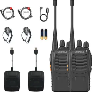 BAOFENG Portable Walkie Talkie, 2 Counts Rechargeable 16 Channel Two Way Radio, Long Range Walkie Talkie with Earbuds, Battery & USB Charger for Outdoor Travel Gadgets
