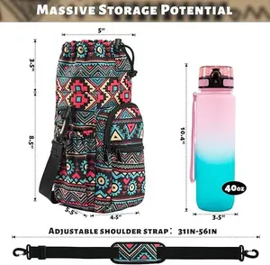 Water bottle Sling Bag strap, 32 oz 40 oz tilting water bottle carrier holder strap, water bottle bag tilting with purse for hiking