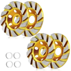 4 Inch Concrete Stone Ceramic Turbo Diamond Grinding Cup Wheel 12 Segs Heavy Duty Angle Grinder Wheels for Angle Grinder 4pcs