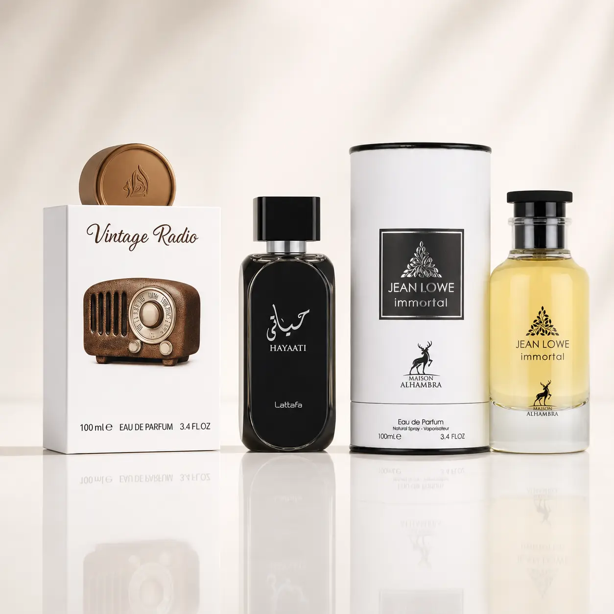 Vintage Radio, Hayaati & Maison Alhambra Jean Lowe Immortal 3-Piece Perfume Bundle, 3 x 3.4 fl oz