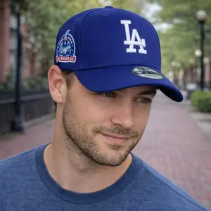 New Era MLB LA Dodgers 9FIFTY Snapback Baseball Cap Navy Blue Curved Brim Side Patch Detail Adjustable Fit Premium Streetwear Hat for Daily Wear 2026