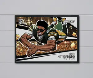 Prizm Matthew Golden 2025 Rookie Manga 12x17 Poster Green Bay Packers