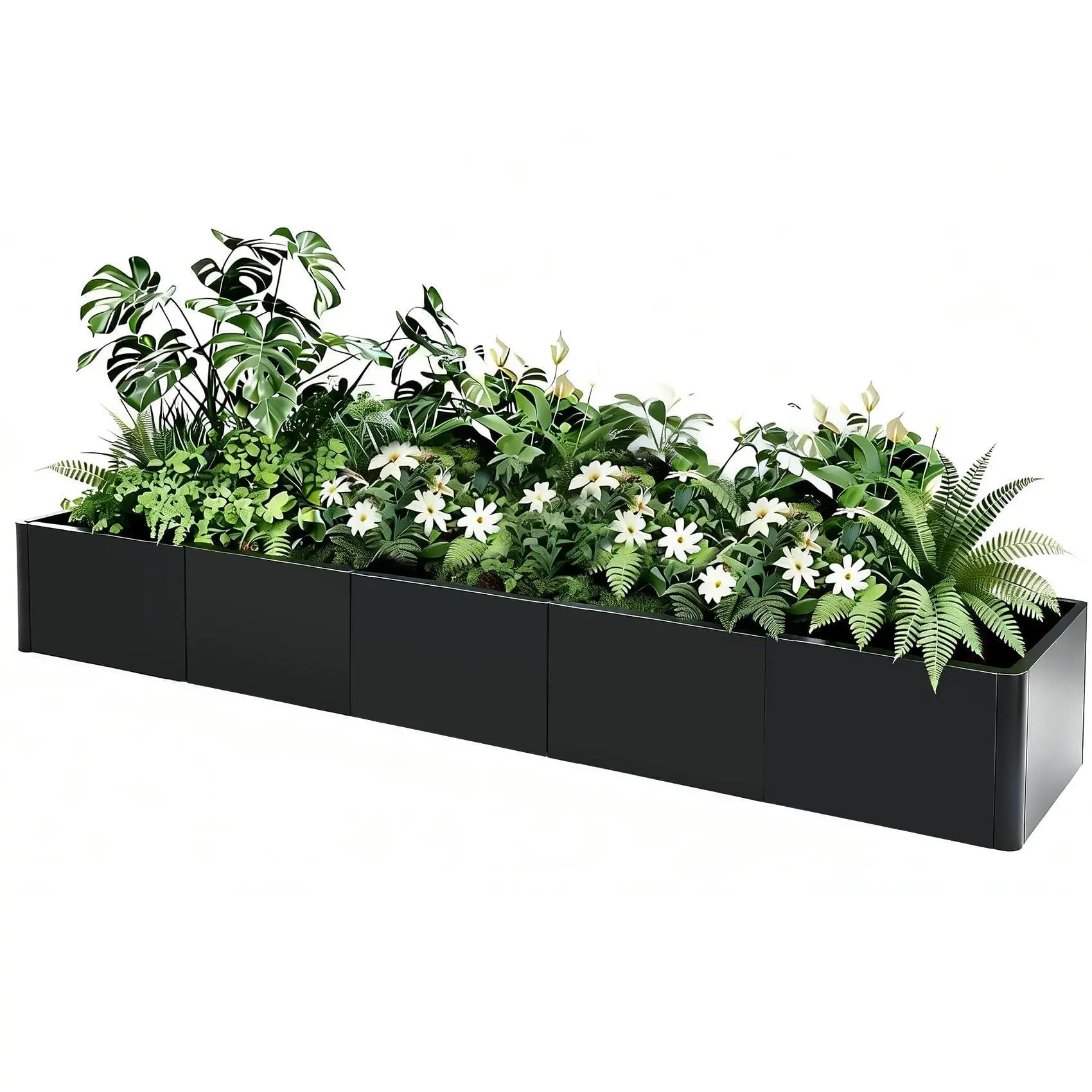Rectangular Planter in Sturdy Steel – Easy Tool-Free Assembly – Modern Design, Weatherproof – Bottomless – For Outdoor Use, Patio or Balcony – 178x52x30cm